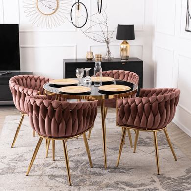 Стілець оксамитовий MEBEL ELITE CAPI Velvet Рожевий / Золотий фотографія
