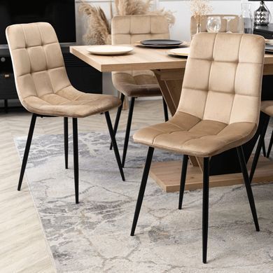 Комплект стіл розкладний MEBEL ELITE CLARK 120(160)х80 см Дуб артизан/чорний +6 стільці PERU Беж фотографія