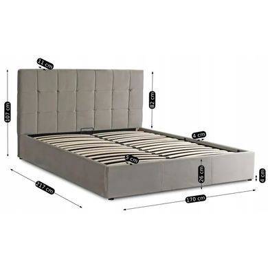 Кровать двуспальная бархатная MEBEL ELITE PANAMA Velvet 160x200 см Серый фотография