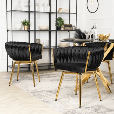 Стул поворотный бархатный MEBEL ELITE RUBI Velvet Черный фотография