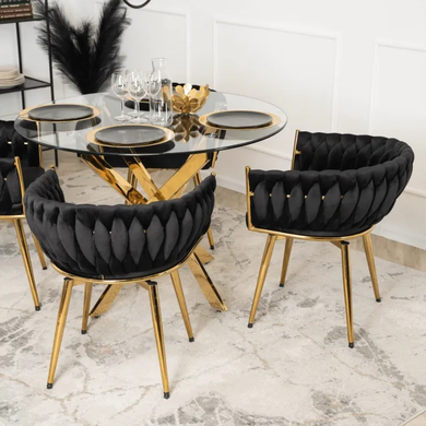 Стул поворотный бархатный MEBEL ELITE RUBI Velvet Черный фотография