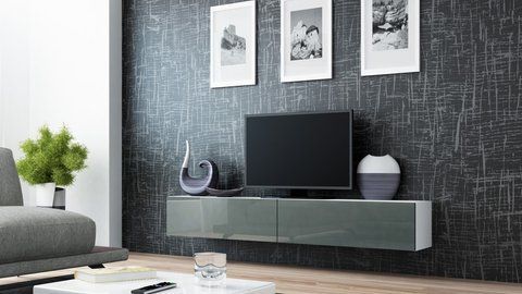 ТВ Тумба VIGO RTV Cama 180 Білий Мат / Сірий Глянець фотографія
