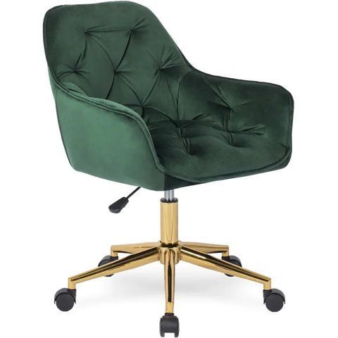 Стул офисный поворотный бархатный MEBEL ELITE MILAN Velvet, Зелёный / Золотой фотография