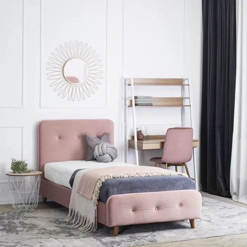 Кровать односпальная бархатная 90x200 MEBEL ELITE MIKEL Velvet Розовый фотография