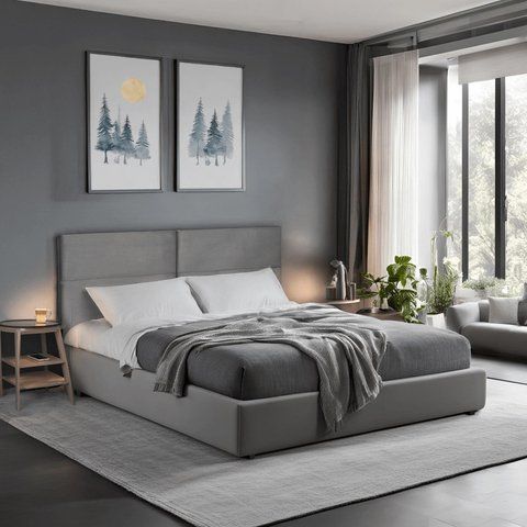 Кровать двуспальная бархатная MEBEL ELITE TULSA Velvet 160x200 см Серый фотография