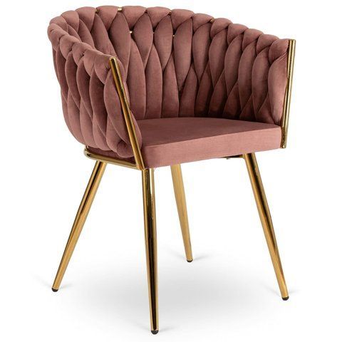 Стул бархатный MEBEL ELITE CAPI Velvet Розовый / Золотой фотография