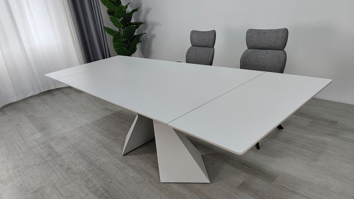 Стіл розкладний LAURA CERAMIC Intarsio 160(240)*90 білий мат/білий фотографія