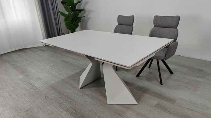 Стіл розкладний LAURA CERAMIC Intarsio 160(240)*90 білий мат/білий фотографія