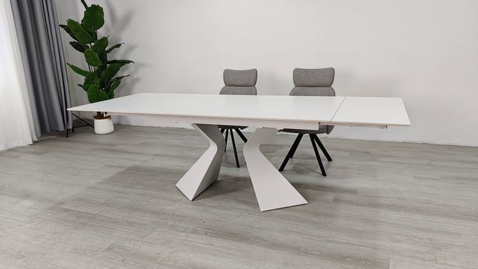 Стіл розкладний LAURA CERAMIC Intarsio 160(240)*90 білий мат/білий фотографія