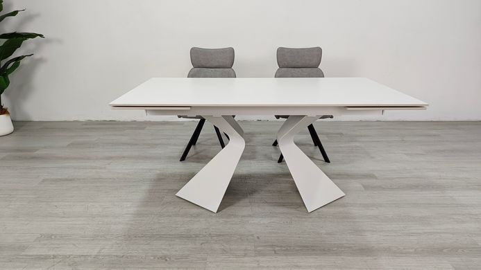 Стіл розкладний LAURA CERAMIC Intarsio 160(240)*90 білий мат/білий фотографія