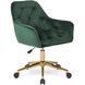 Стілець офісний поворотний оксамитовий MEBEL ELITE MILAN Velvet, Зелений / Золотий фотографія
