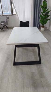 Стіл розкладний BERNARD CERAMIC Intarsio 140(200)*90 білий мат/чорний фотографія