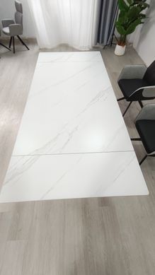 Стіл розкладний BERNARD CERAMIC Intarsio 140(200)*90 білий мат/чорний фотографія