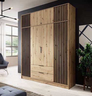 Тумба-надставка Perfect Home Неллі / Nelly 3D 3-дверна Дуб артизан/чорний фотографія