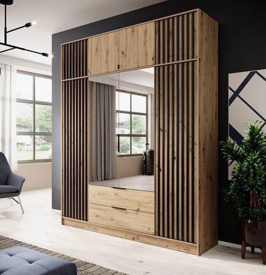 Тумба-надставка Perfect Home Неллі / Nelly 3D 3-дверна Дуб артизан/чорний фотографія
