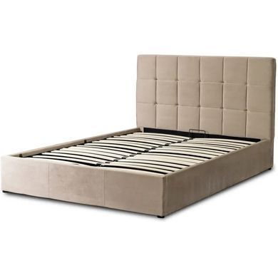 Кровать двуспальная бархатная MEBEL ELITE PANAMA Velvet 140x200 см Бежевый фотография