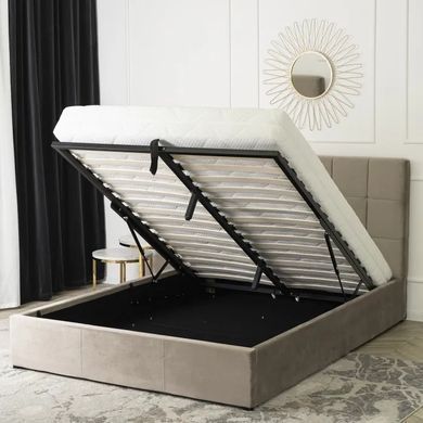 Кровать двуспальная бархатная MEBEL ELITE PANAMA Velvet 140x200 см Бежевый фотография