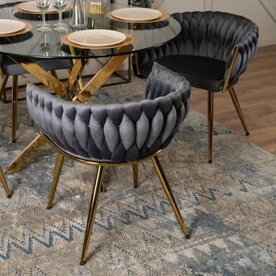 Стул бархатный MEBEL ELITE CAPRI Velvet Серый / Золотой фотография