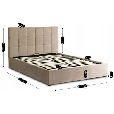 Кровать двуспальная бархатная MEBEL ELITE PANAMA Velvet 140x200 см Бежевый фотография