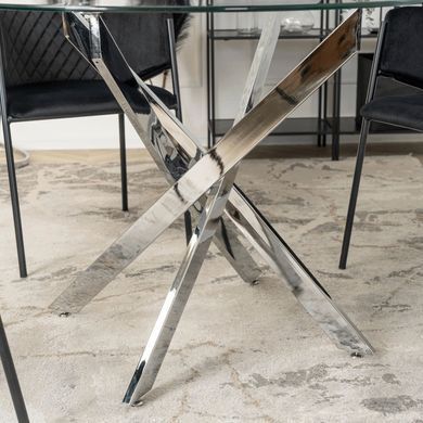 Стіл MEBEL ELITE SALLO 2 100х100 см Прозорий/Хром фотографія