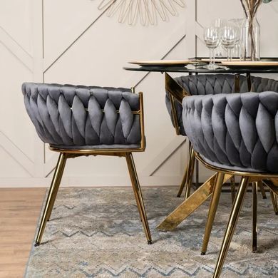 Стул бархатный MEBEL ELITE CAPRI Velvet Серый / Золотой фотография
