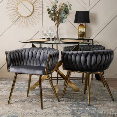 Стул бархатный MEBEL ELITE CAPRI Velvet Серый / Золотой фотография