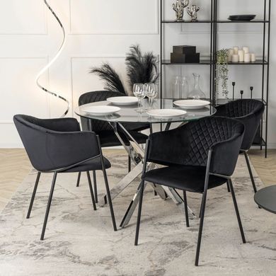Стіл MEBEL ELITE SALLO 2 100х100 см Прозорий/Хром фотографія