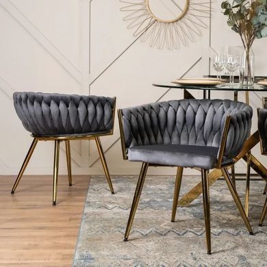 Стул бархатный MEBEL ELITE CAPRI Velvet Серый / Золотой фотография