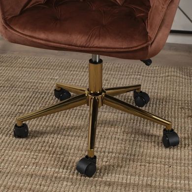 Стул офисный поворотный бархатный MEBEL ELITE MILAN Velvet, Красный / Золотой фотография