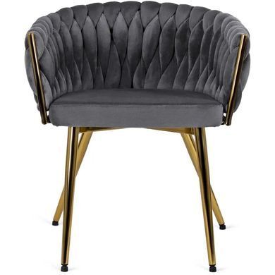 Стул бархатный MEBEL ELITE CAPRI Velvet Серый / Золотой фотография