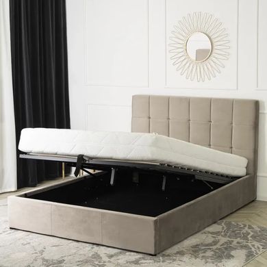 Кровать двуспальная бархатная MEBEL ELITE PANAMA Velvet 140x200 см Бежевый фотография