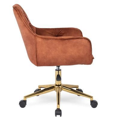Стул офисный поворотный бархатный MEBEL ELITE MILAN Velvet, Красный / Золотой фотография