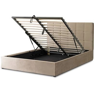 Кровать двуспальная бархатная MEBEL ELITE PANAMA Velvet 140x200 см Бежевый фотография