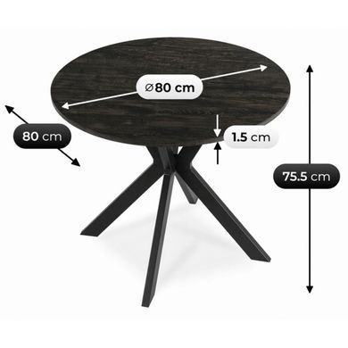 Стіл MEBEL ELITE LAUREN 80X80 Чорний фотографія