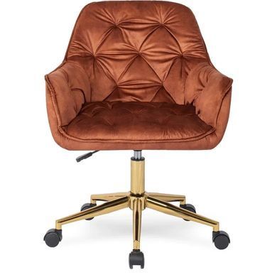 Стул офисный поворотный бархатный MEBEL ELITE MILAN Velvet, Красный / Золотой фотография