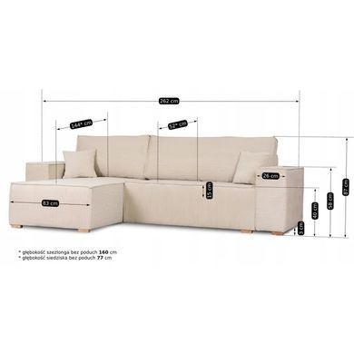 Кутовий диван універсальний MEBEL ELITE FILO 262 см тканина Бежевий фотографія