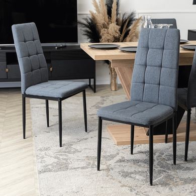 Комплект стол раскладной MEBEL ELITE CLARK 120(160)х80 см Дуб артизан/черный +4 стула TEX Темно серый фотография