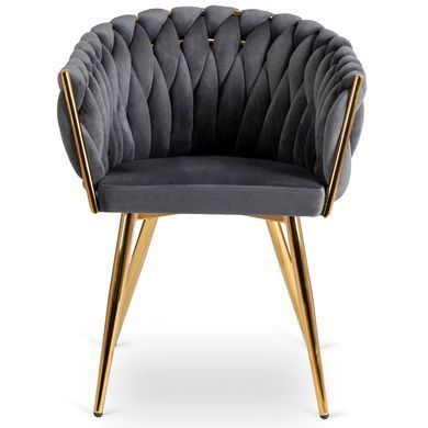 Стул бархатный MEBEL ELITE CAPI Velvet Серый / Золотой фотография
