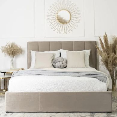 Кровать двуспальная бархатная MEBEL ELITE PANAMA Velvet 140x200 см Бежевый фотография