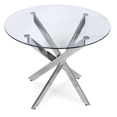 Стіл MEBEL ELITE SALLO 2 100х100 см Прозорий/Хром фотографія