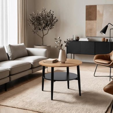 Журнальний столик MEBEL ELITE PAULO 60x60 Дуб/чорний фотографія