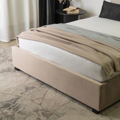 Ліжко двоспальне оксамитове 140x200 MEBEL ELITE TINGA Velvet Беж фотографія