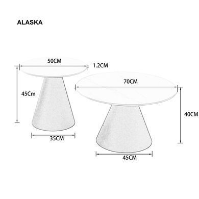 Комплект журнальных столиков ALASKA Intarsio 70x70 Серый Глянец Эффект Мрамора / Черный фотография