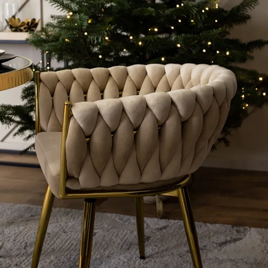 Стілець поворотний оксамитовий MEBEL ELITE RUBI Velvet Кремовий фотографія