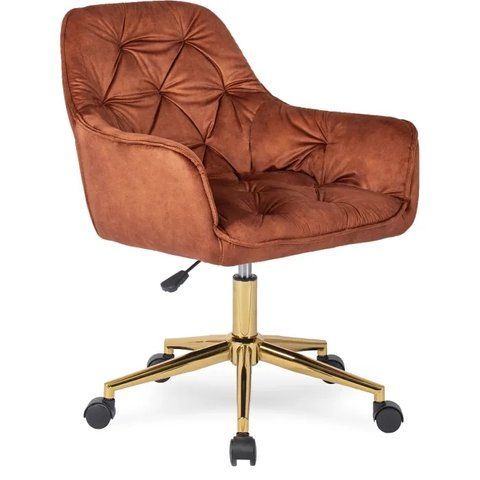 Стул офисный поворотный бархатный MEBEL ELITE MILAN Velvet, Красный / Золотой фотография