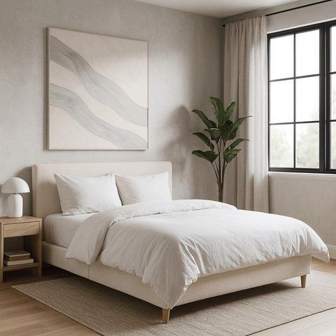 Ліжко двоспальне MEBEL ELITE KIOTO 140x200 см Кремовий фотографія