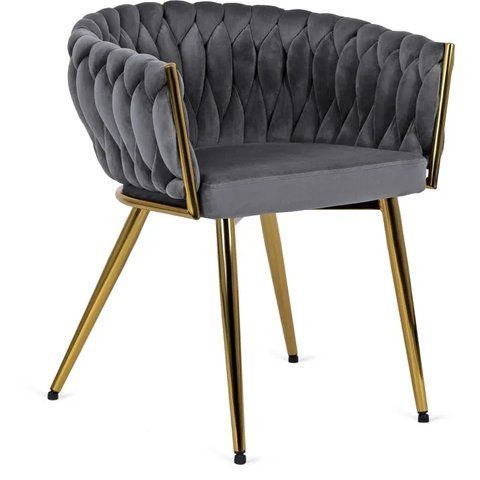Стул бархатный MEBEL ELITE CAPRI Velvet Серый / Золотой фотография