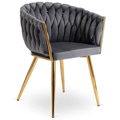 Стул бархатный MEBEL ELITE CAPI Velvet Серый / Золотой фотография
