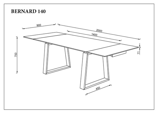Стіл розкладний BERNARD CERAMIC Intarsio 140(200)*90 білий мат/чорний фотографія