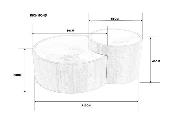 Журнальний столик RICHMOND Intarsio 110x80 білий еф.мармуру/дуб фотографія